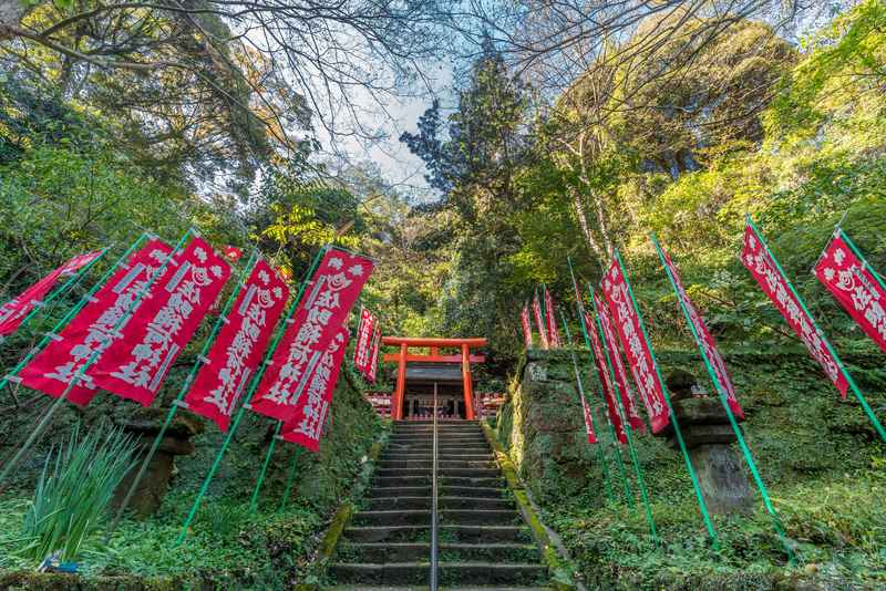 Torii rouges du sanctuaire Sasuke Inari à Kamakura