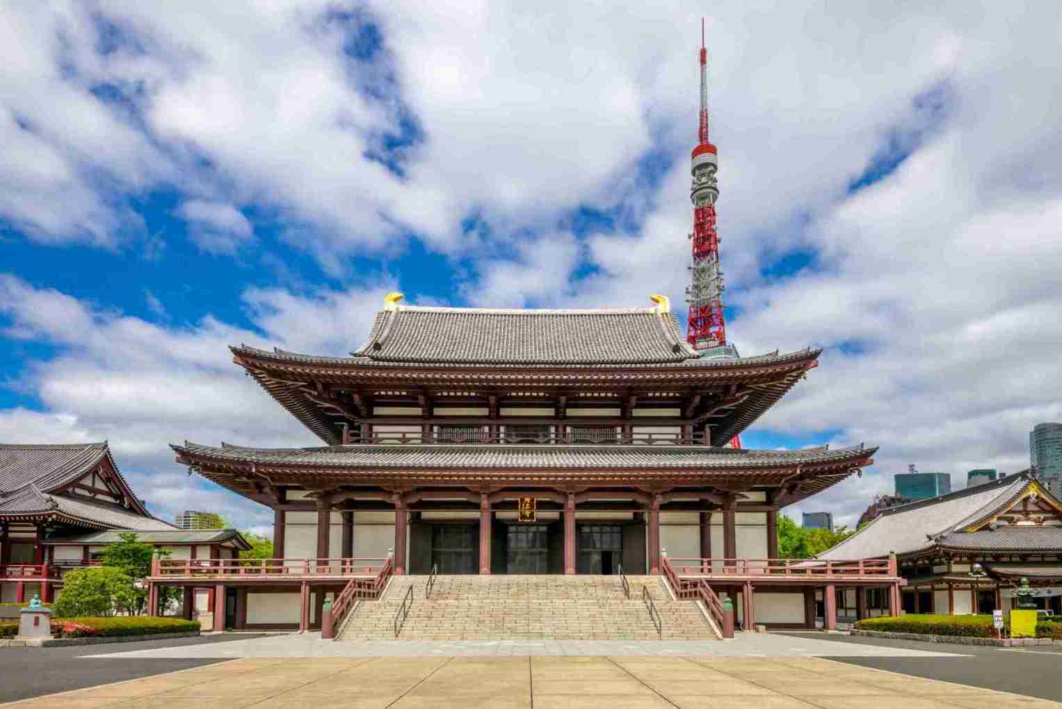Temple Zojo-ji avec la Tokyo Tower en arrière-plan